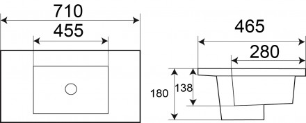 Раковина WW  DEILBACH 7506-70 71х46,5х18 врезная