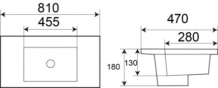 Раковина WW  DEILBACH 7506-80 81х47х18 врезная