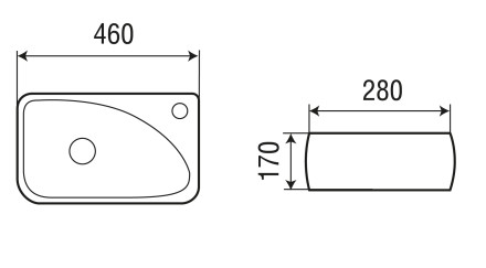 Раковина WW AISBACH 5096 L 460х280х170 подвесная