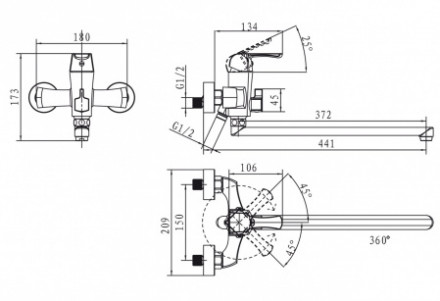 Смеситель KAISER 51055B Boss для ванны