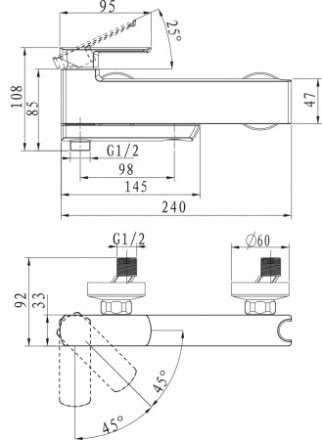 Смеситель KAISER 53022 Saga для ванны