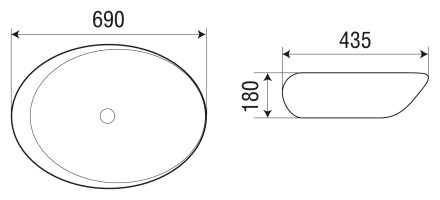 Раковина WW  ELBACH 1094 69х43,5х18 накладная