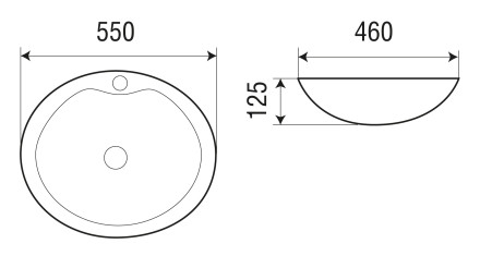 Раковина WW  ELBACH 1147 55х46х12,5 накладная