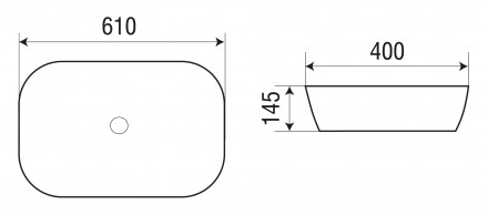  Раковина WW ELBACH 2143P MB 61х40х14,5 накладная