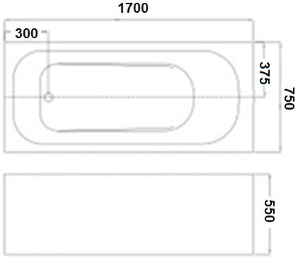 Ванна акриловая без экрана WW HB OKER 170/75 WT 170*75*55