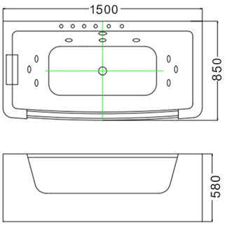 Ванна гидромассажная WW HB BULLEN 150/85 WT 150*85*58 акриловая белая 