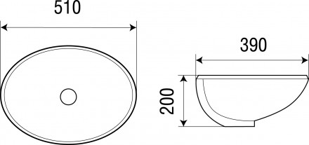 WW  DEILBACH 6005 Раковина врезная 510х390х200