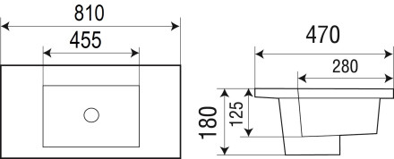 Раковина WW  DEILBACH 7506-80 MT- BL 81х47х18 врезная