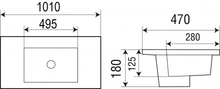 Раковина WW  DEILBACH 7506-100 MT- BL 101х47х18 врезная