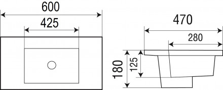 Раковина WW  DEILBACH 7506-60 60х47х18 врезная